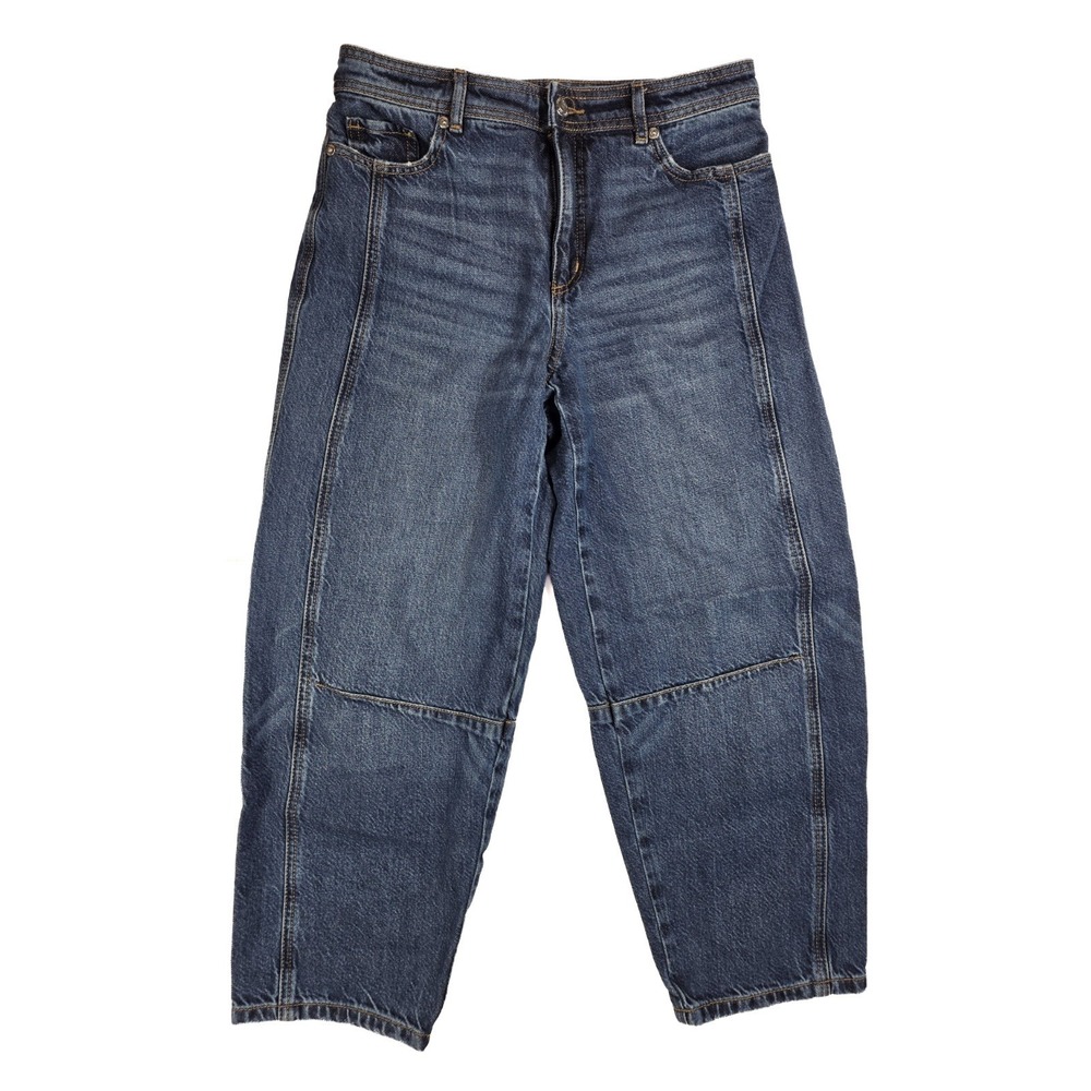 Loft Blue Rivete Seamed High Rise Barrel Jeans Women's Size 2/26
